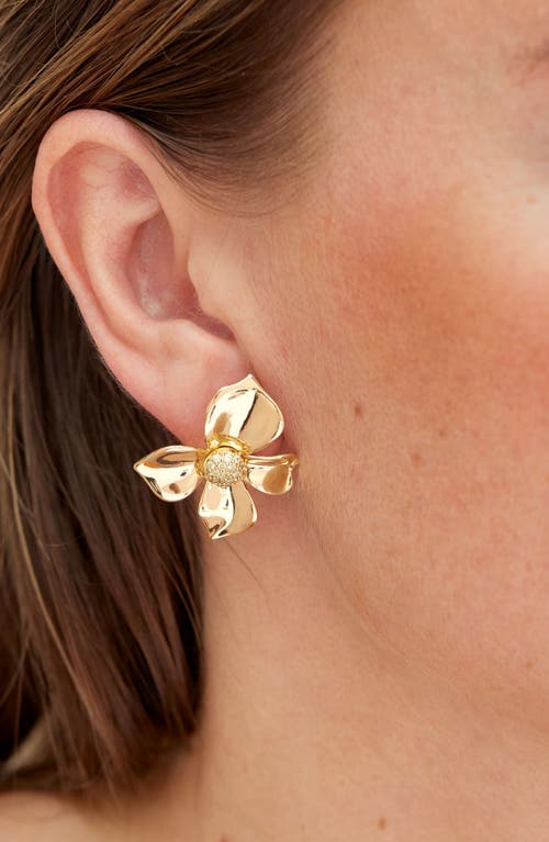 Savvy Cie Jewels Pavé Cz Flower Stud Earrings In Gold