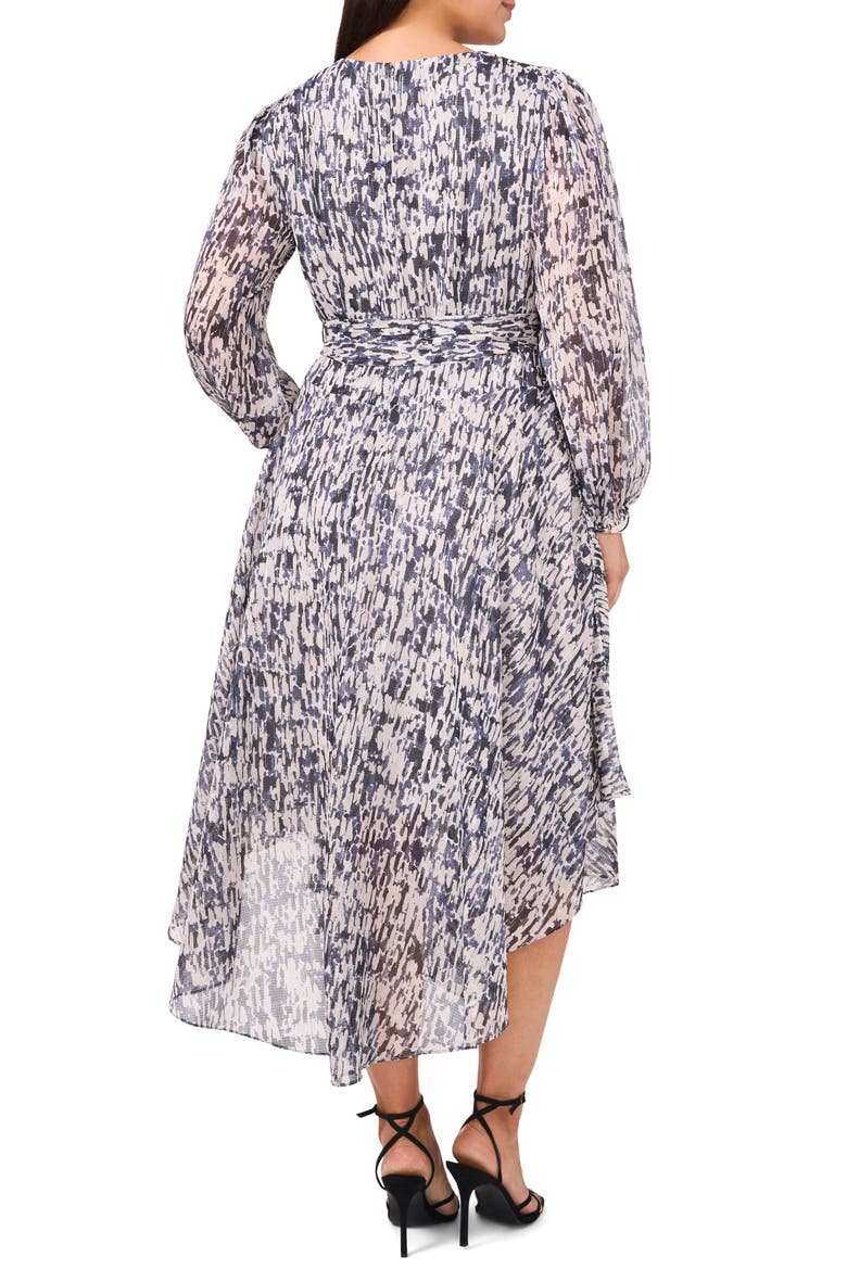 Printed Long Sleeve Belted Dress, Alternate, color, ANTARCTICA