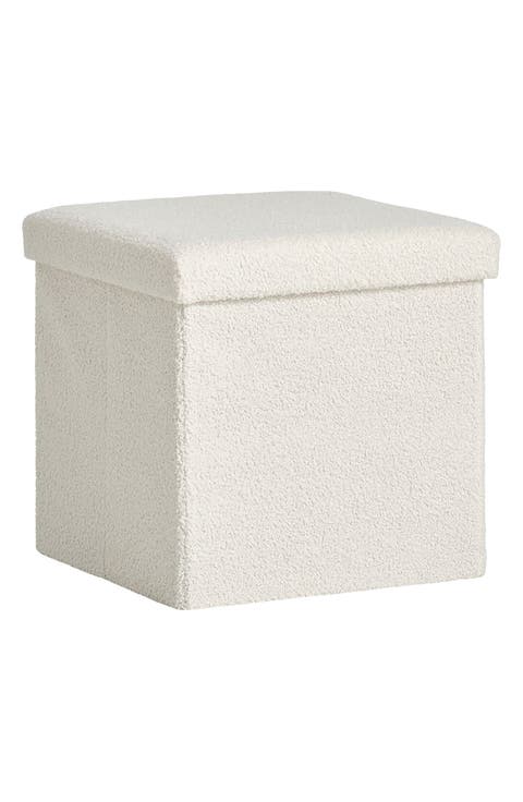 Small Cube Teddy Stash Pouf