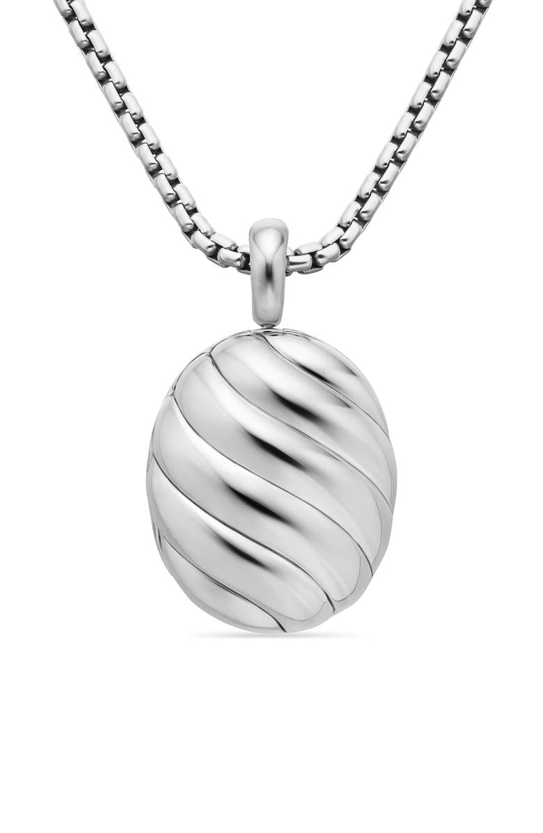 David Yurman Sculpted Cable Coin Pendant, Main, color, Sterling Silver