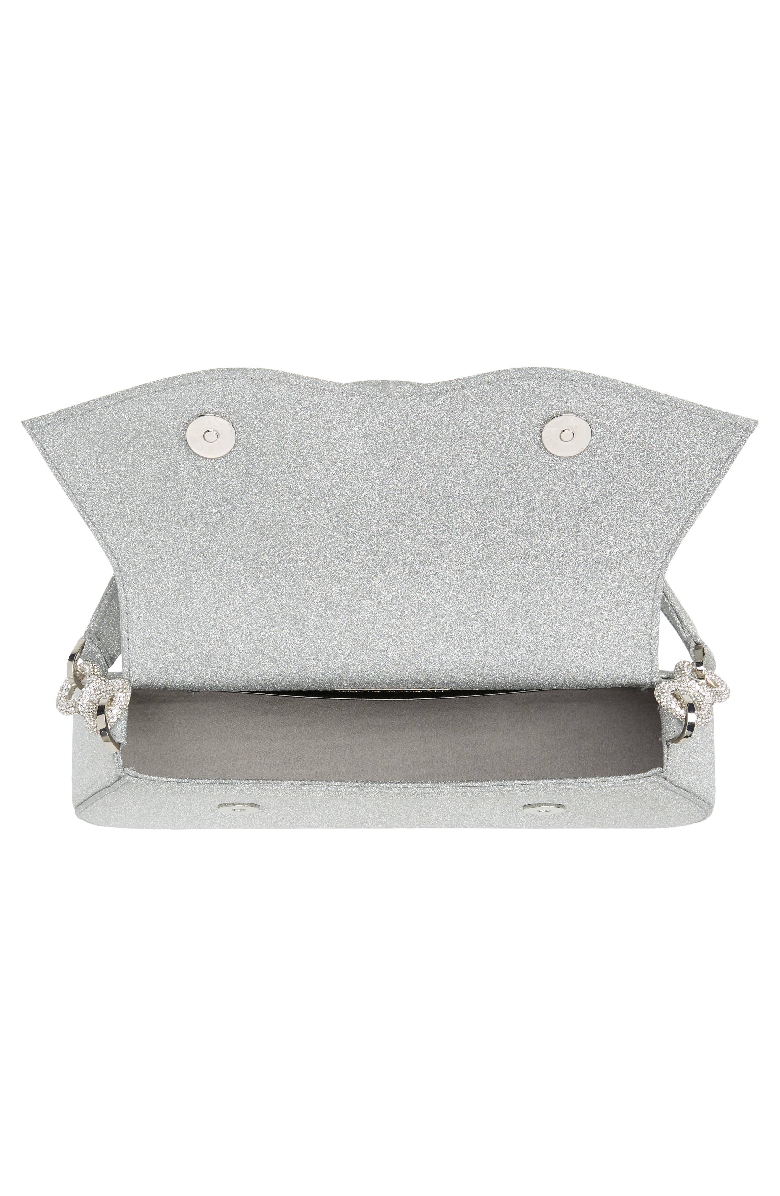 Large Triple Bow Glitter Shoulder Bag, Alternate, color, SILVER