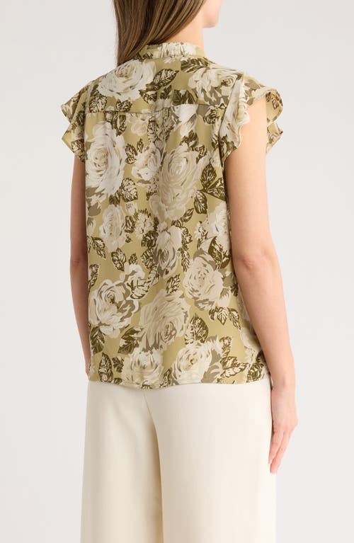 T Tahari Ruffle Cap Sleeve Button-up Top