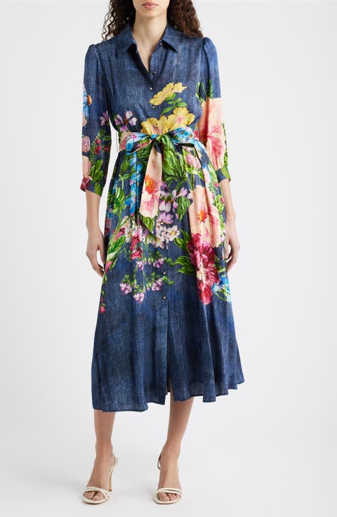 The Johanna Floral & Denim Print Dress