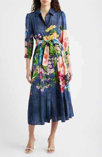 Elie Tahari The Johanna Floral & Denim Print Dress