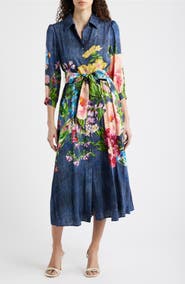 Elie Tahari The Johanna Floral & Denim Print Dress