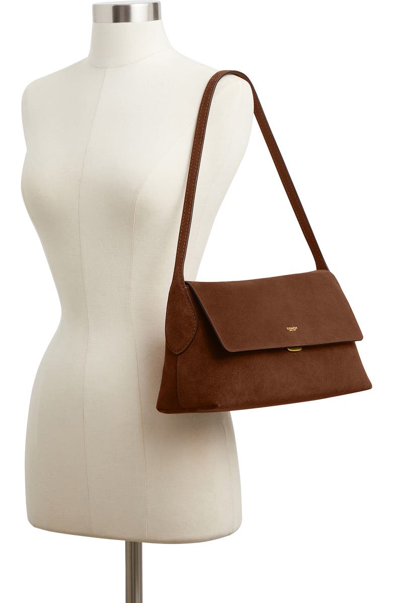 COACH Chelsea 30 Suede Shoulder Bag, Alternate, color, B4/ Warm Brown