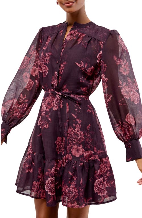 Lipsy Rose Tie Belt Long Sleeve Minidress In Animal Print