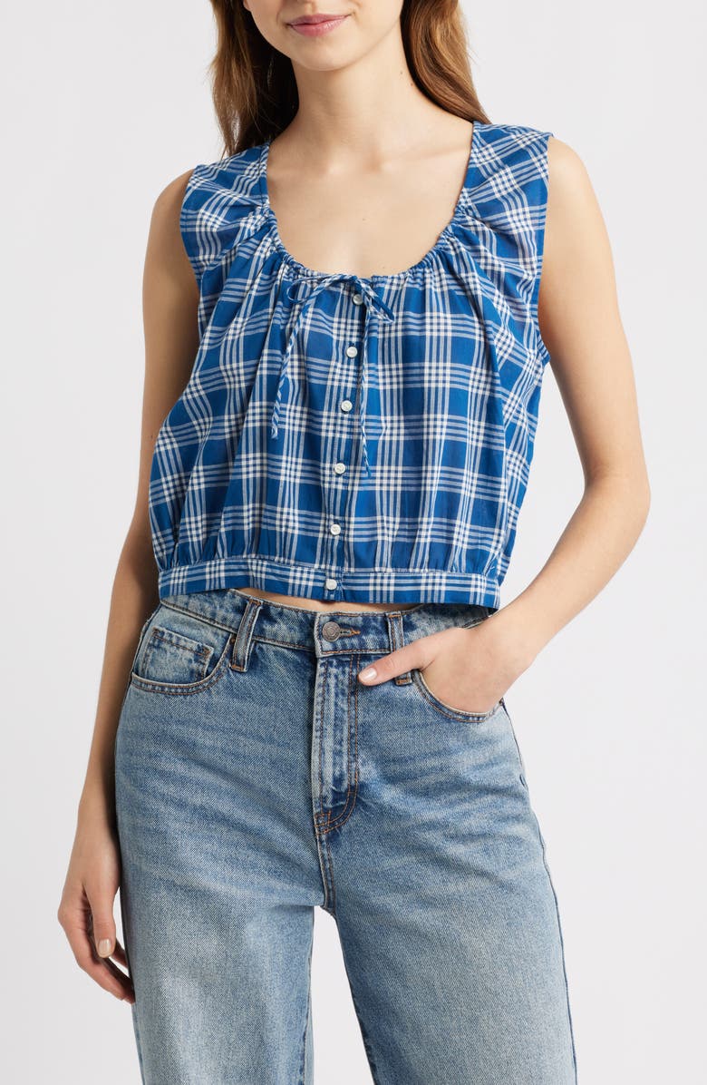 DÔEN Theo Plaid Organic Cotton Voile Top, Main, color, Dorset Plaid