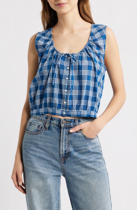 Theo Plaid Organic Cotton Voile Top