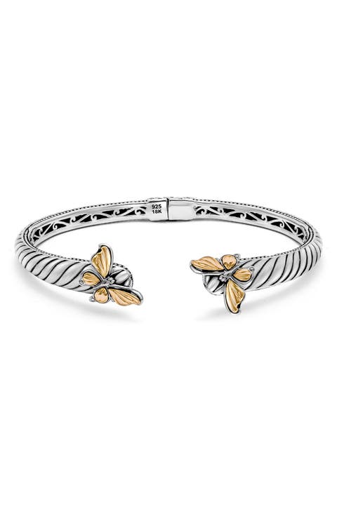 Sterling Silver & 18K Gold Butterfly Hinge Bangle