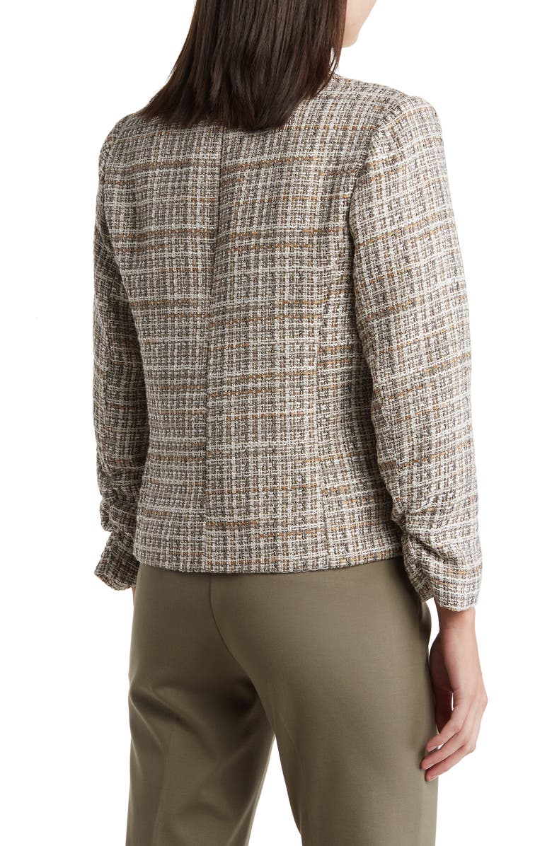 Amanda & Chelsea Scrunch Sleeve Bouclé Blazer, Alternate, color, Camel/Olive Multi