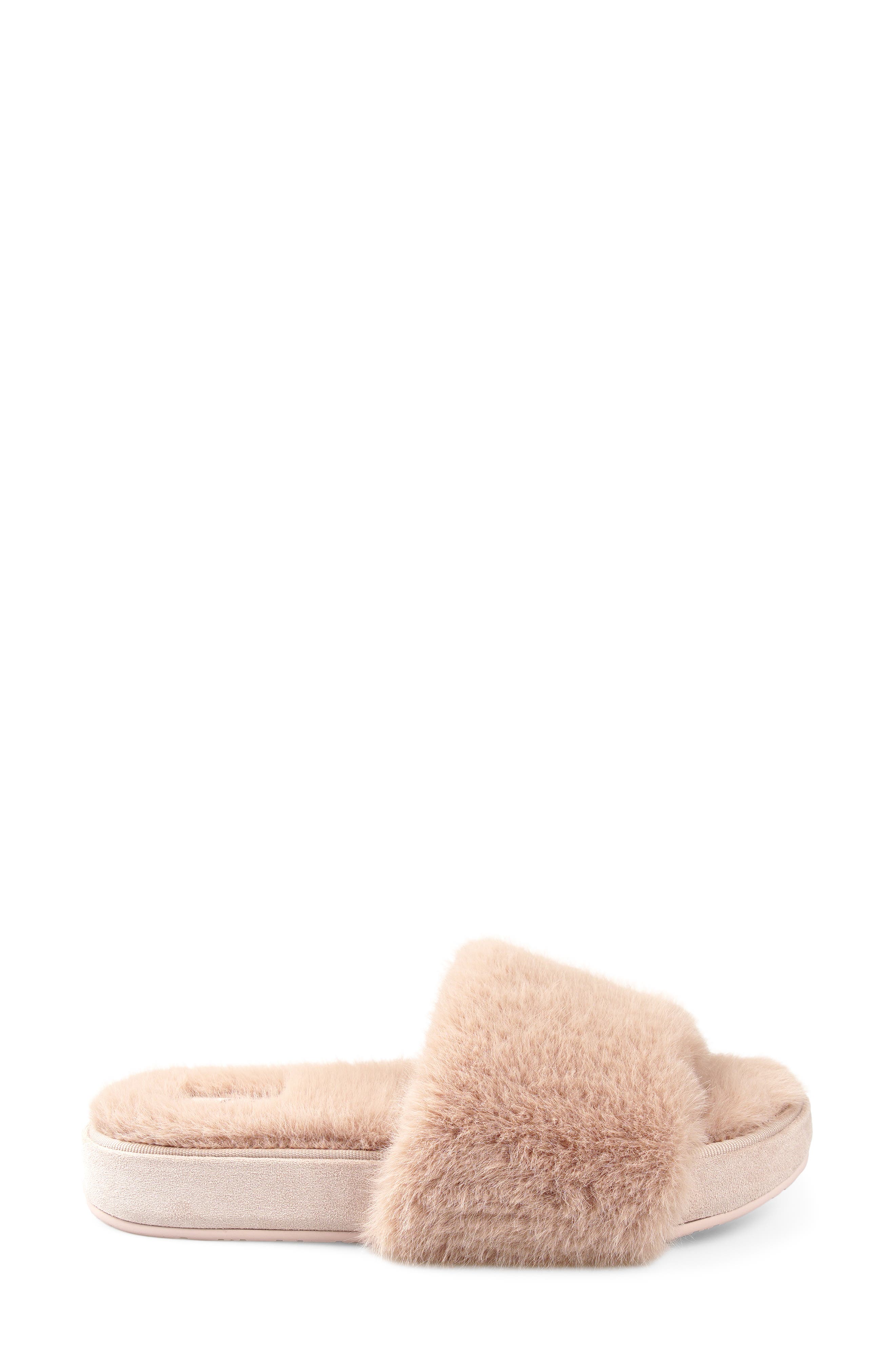 Macklin Faux Fur Slipper, Alternate, color, BLUSH FAUX