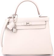 Pre-Owned Hermes Kelly Handbag Light Evercolor with Palladium Hardware 28