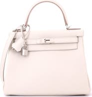 Pre-Owned Hermes Kelly Handbag Light Evercolor with Palladium Hardware 28