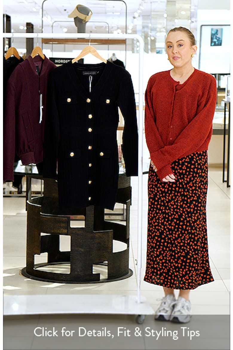 Padded Shoulder Long Sleeve Sweater Minidress video