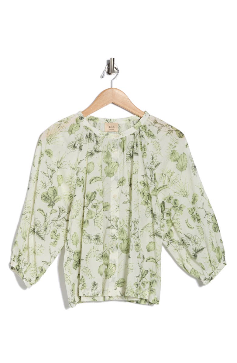 ELIE ELIE TAHARI Three-Quarter Sleeve Top, Alternate, color, Ivory/ Green Botanical