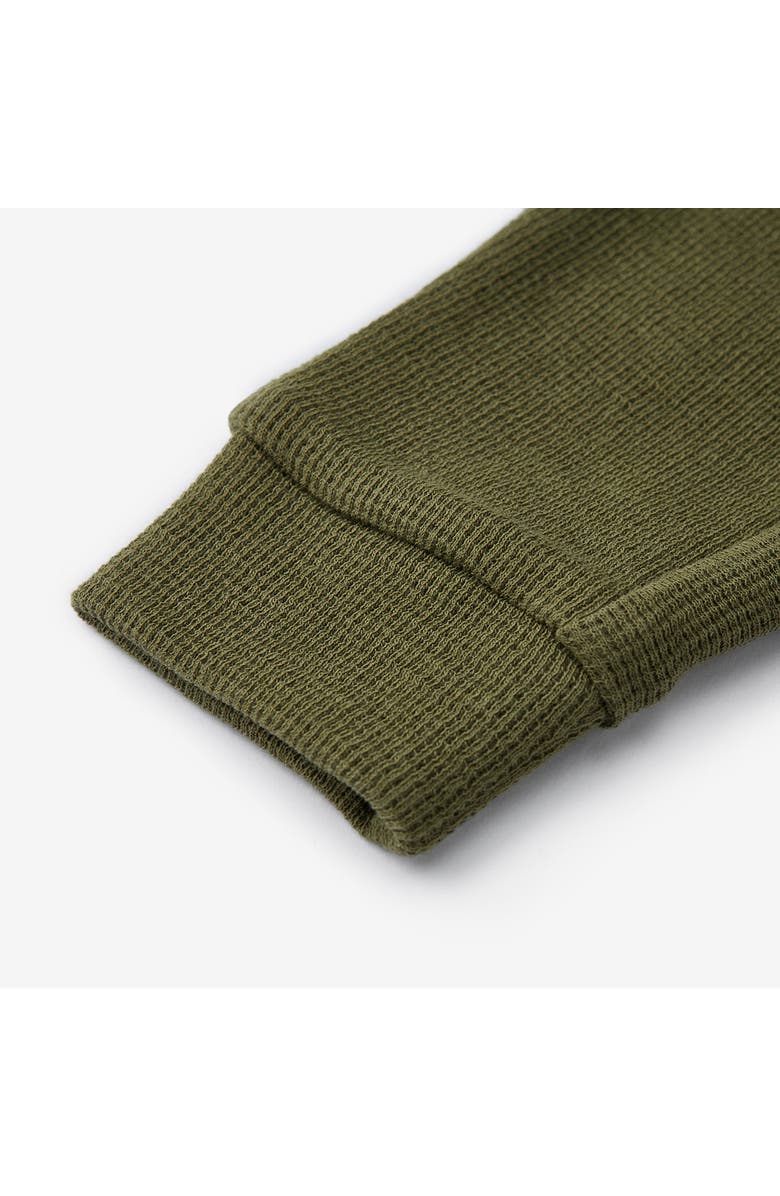 Milkbarn Waffle Zipper Pajama, Alternate, color, Olive