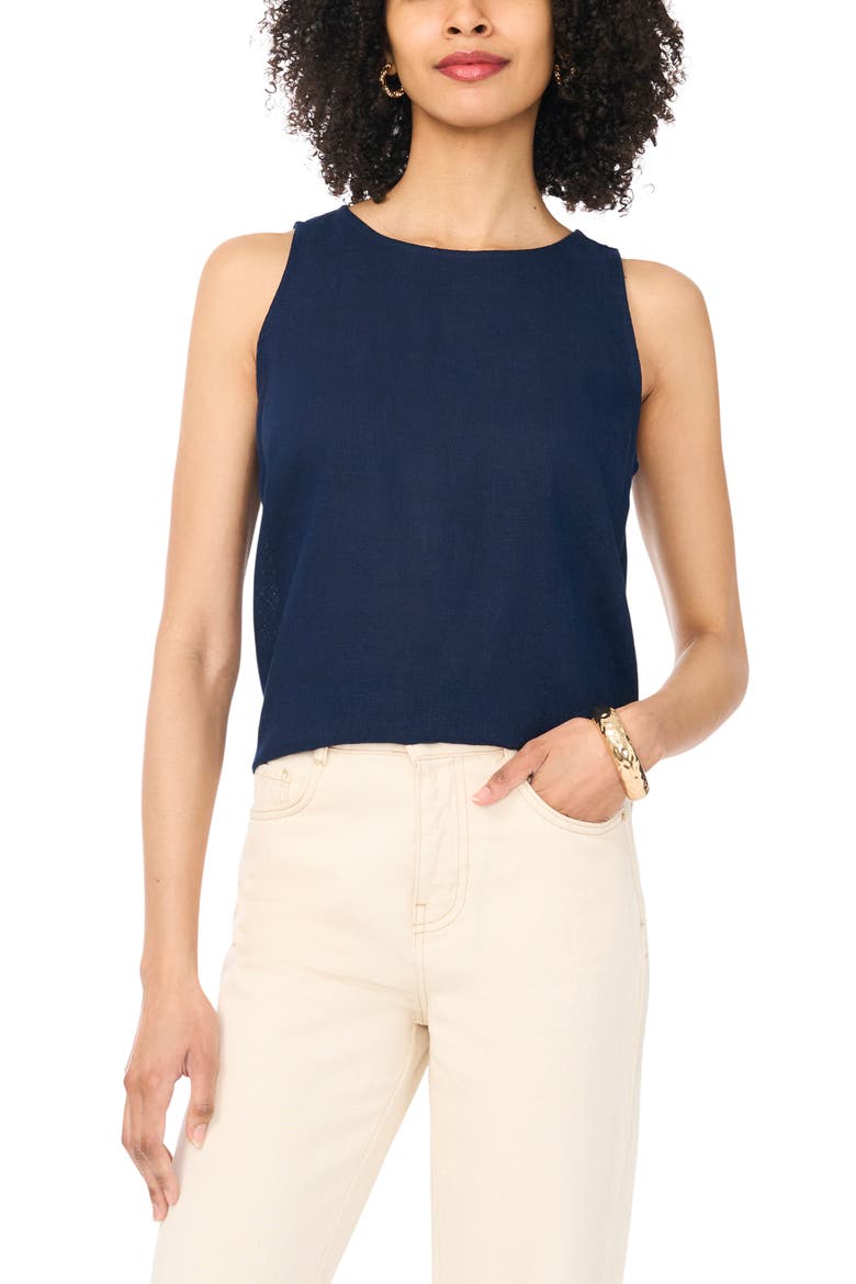 Keyhole Back Sleeveless Top, Main, color, CLASSIC NAVY