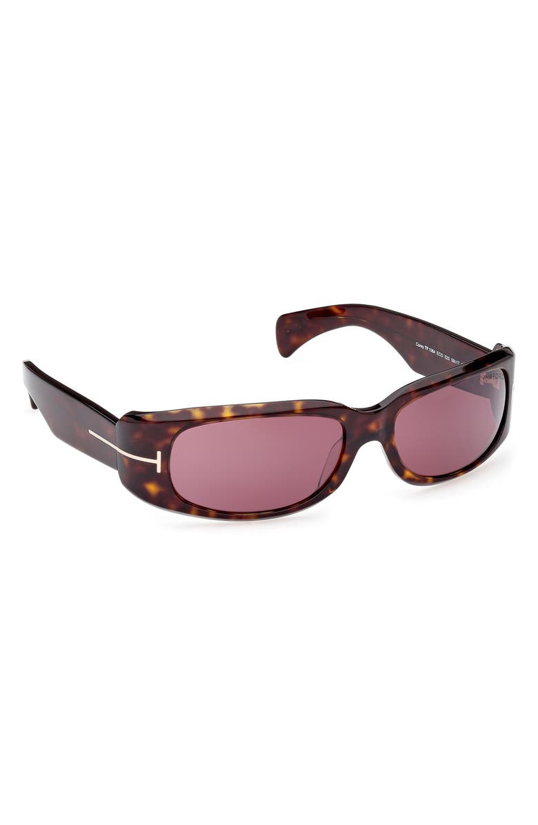 TOM FORD 59mm Rectangular Sunglasses, Alternate, color, Dark Havana