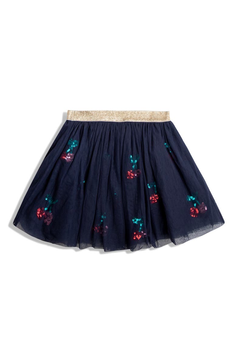 Kids' Cherry Embroidered Cotton Sweatshirt & Skirt Set, Alternate, color, NAVY