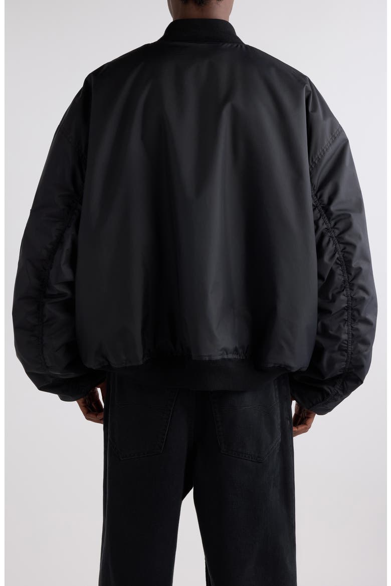 Large Fit Nylon Bomber Jacket, Alternate, color, 1000 BLACK