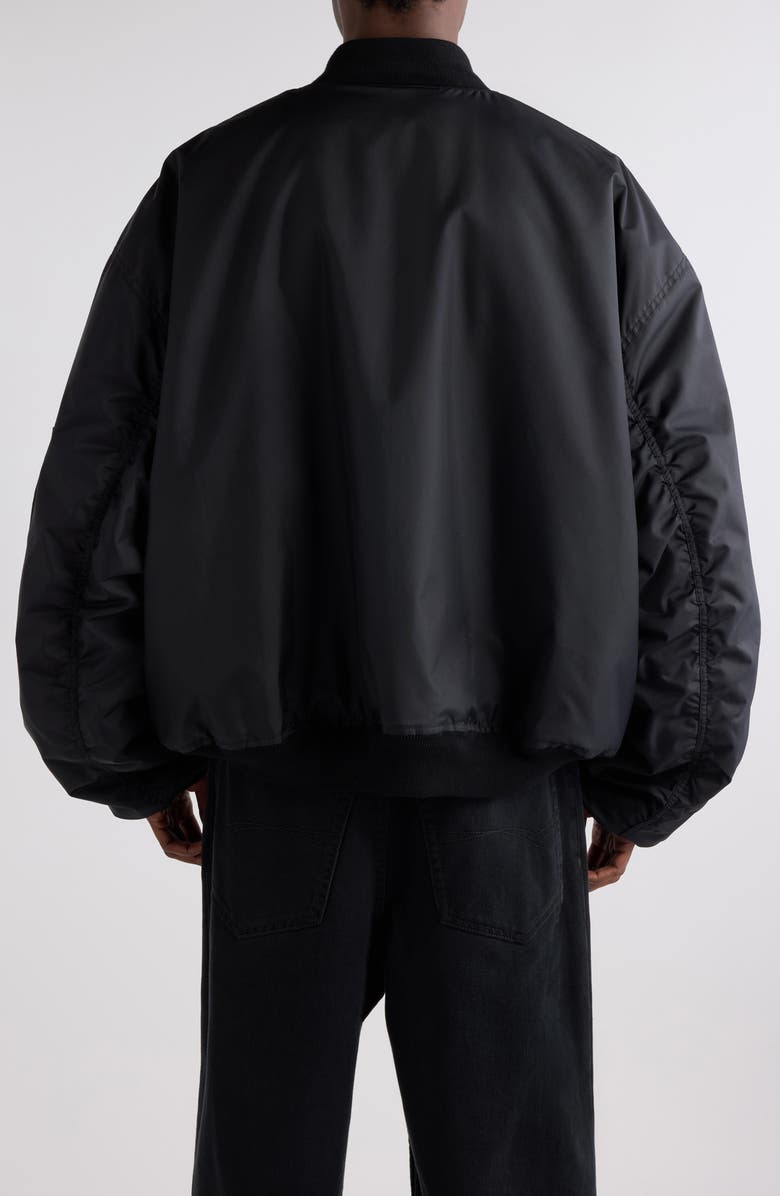 Balenciaga Large Fit Nylon Bomber Jacket, Alternate, color, 1000 Black