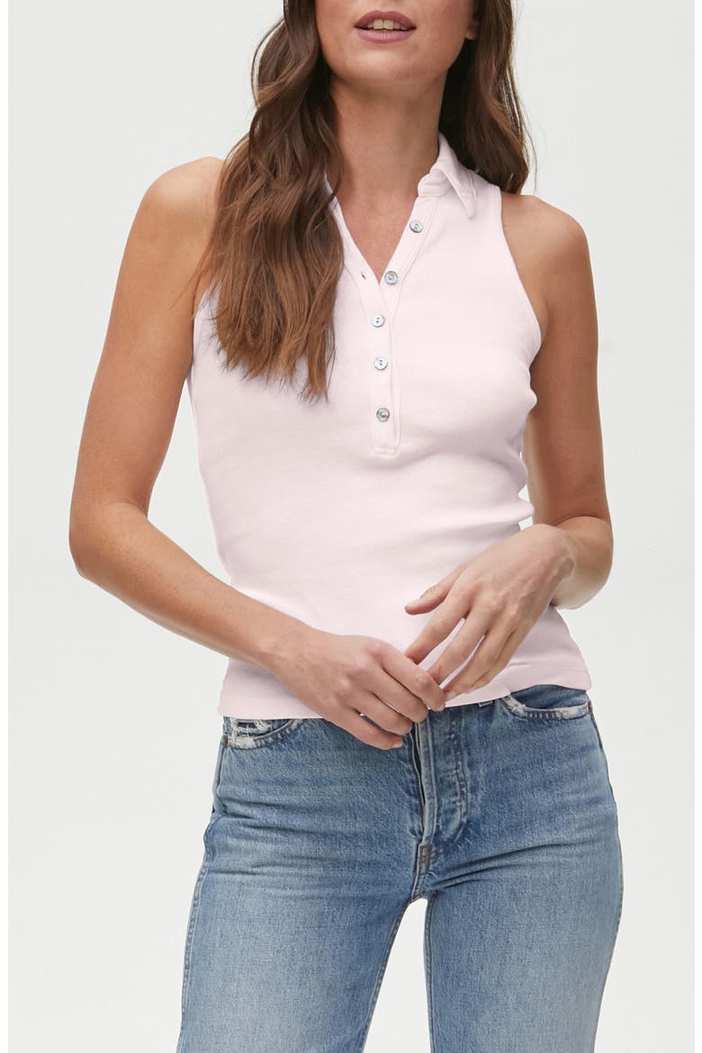 Norah Sleeveless Polo Top, Alternate, color, ROSE