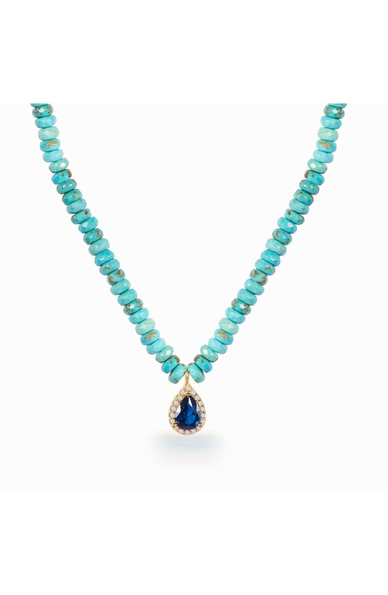Gemma Azzurro Turquoise beaded sapphire drop necklace, Main, color, Turquoise