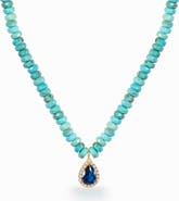Gemma Azzurro Turquoise beaded sapphire drop necklace