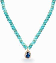 Gemma Azzurro Turquoise beaded sapphire drop necklace