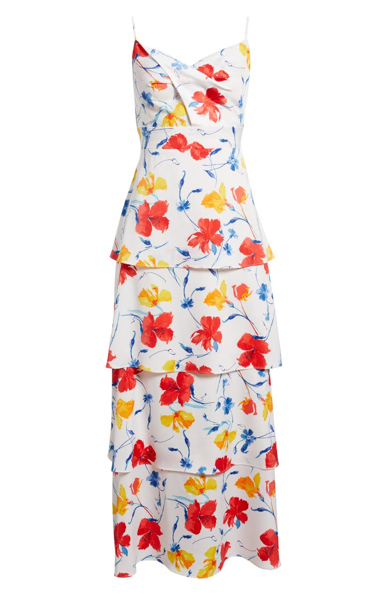 Anne Klein Floral Cowl Neck Tiered Dress, Alternate, color,