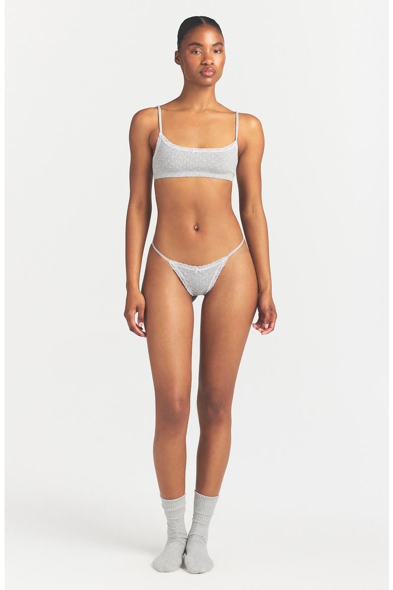 Pointelle Scoop Bralette, Alternate, color, LIGHT HEATHER GREY PIN DOT