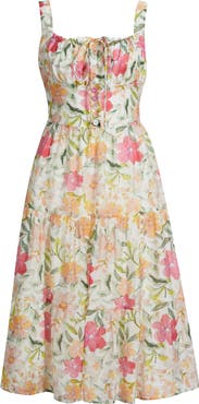 Lulus Kai Floral Print Sleeveless Midi Dress