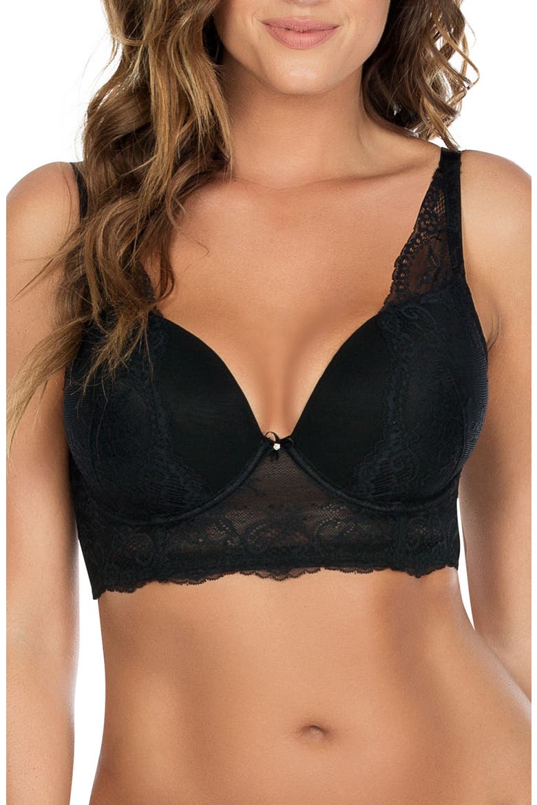 Sandrine Plunge Longline Underwire Bra, Main, color, BLACK