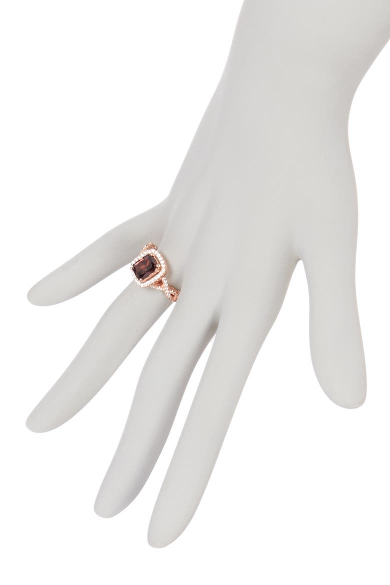 Rose Gold Plated Sterling Silver Brown Chocolate & White CZ Engagement Ring, Alternate, color, BROWN