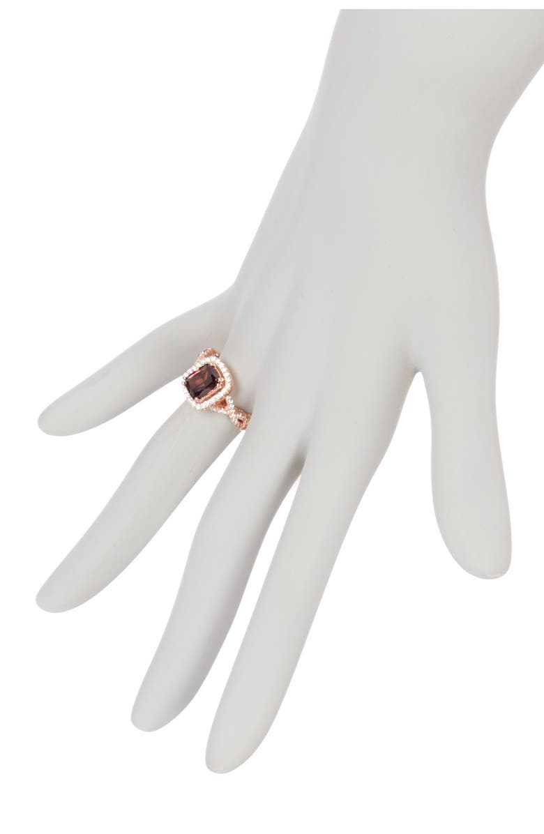 SUZY LEVIAN Rose Gold Plated Sterling Silver Brown Chocolate & White CZ Engagement Ring, Alternate, color, 