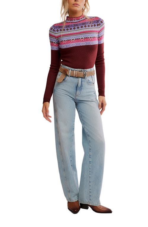 Free People Warmer Fair Isle Long Sleeve Bodysuit In Multi