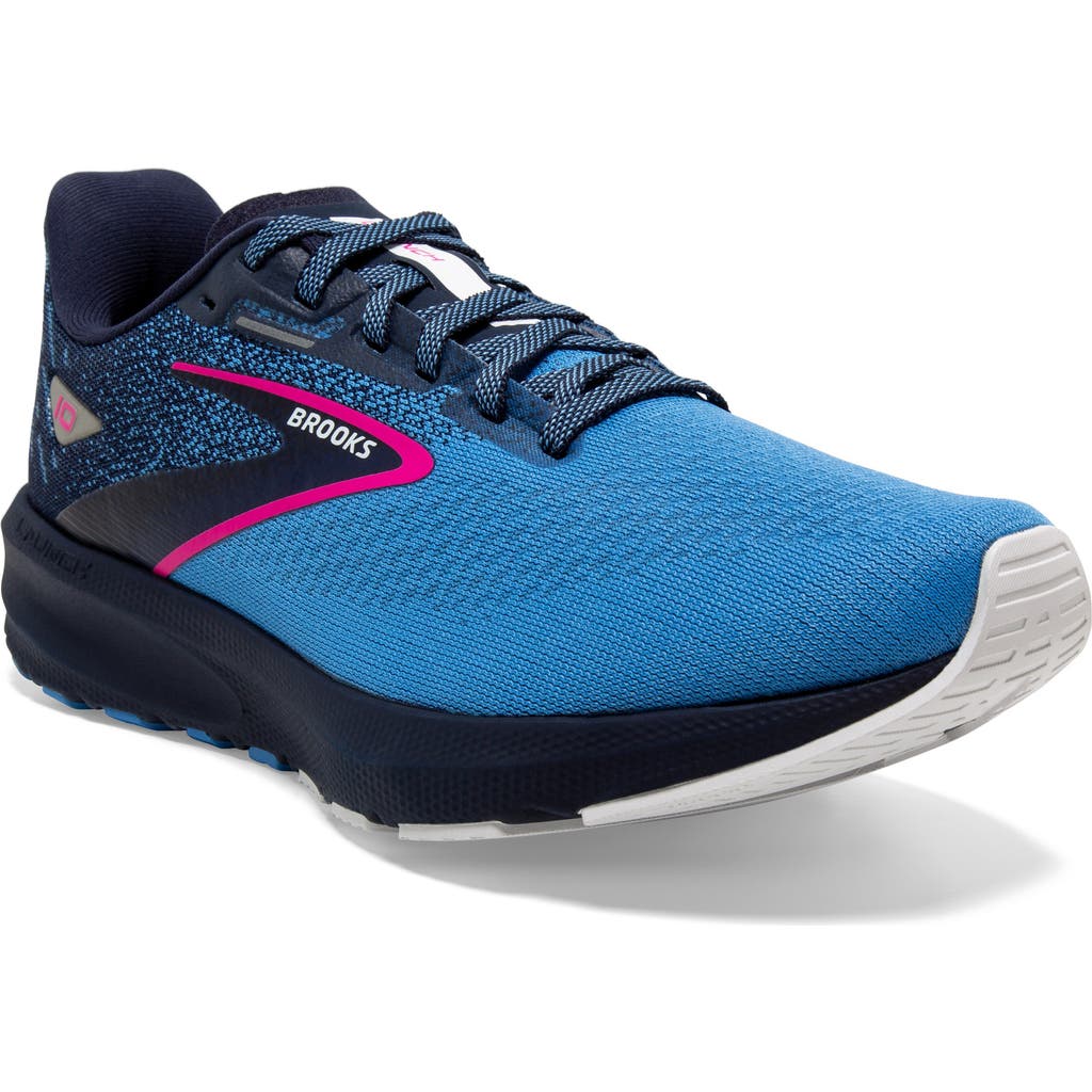 Brooks Women's Launch Gts 10 Running Shoes In Peacoat/marina Blue/pink Glo In Peacoat/marina Blue/pink Glo