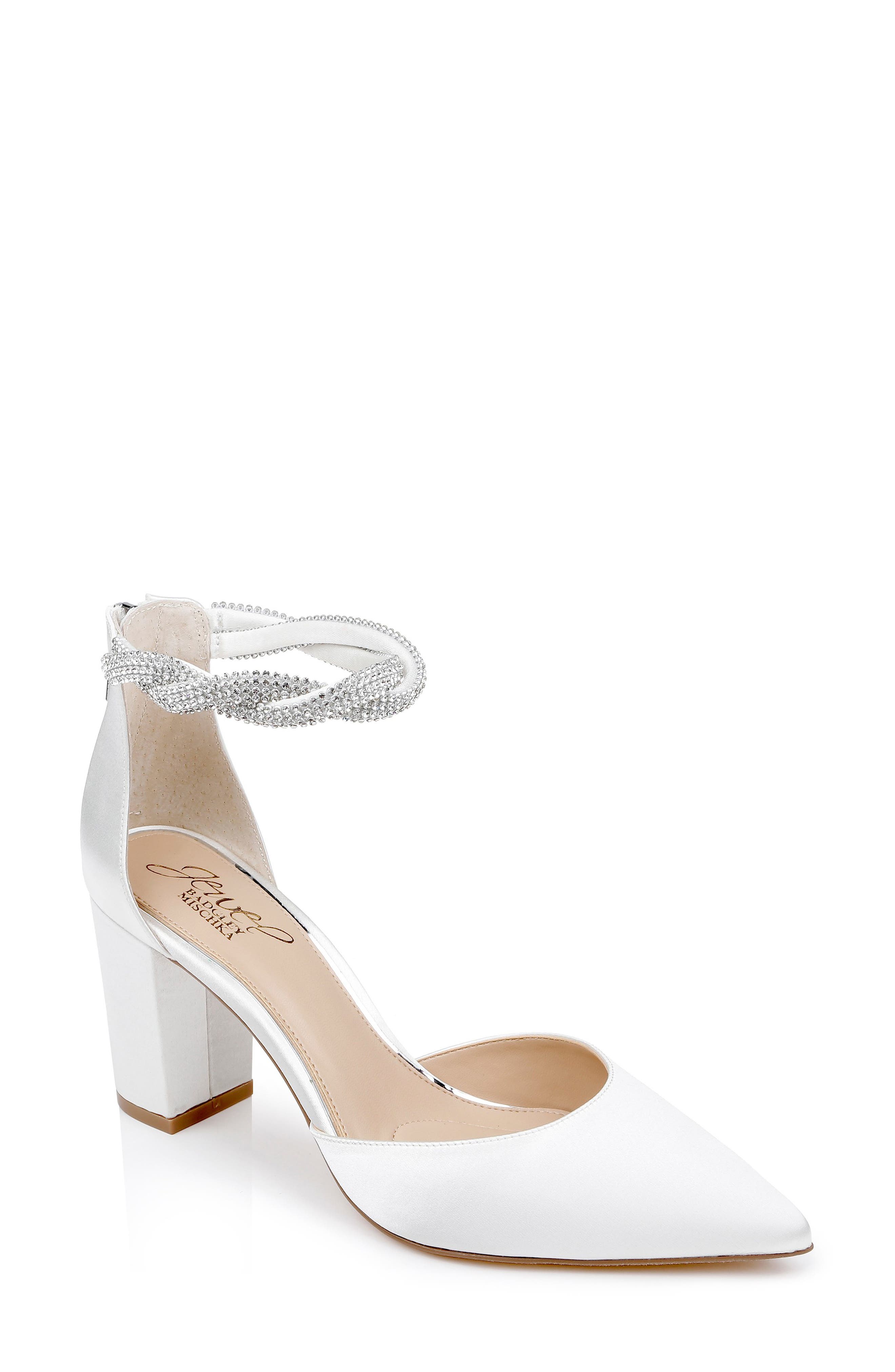 Tinsley Ankle Strap Pointed Toe Pump, Main, color, IVORY SATIN