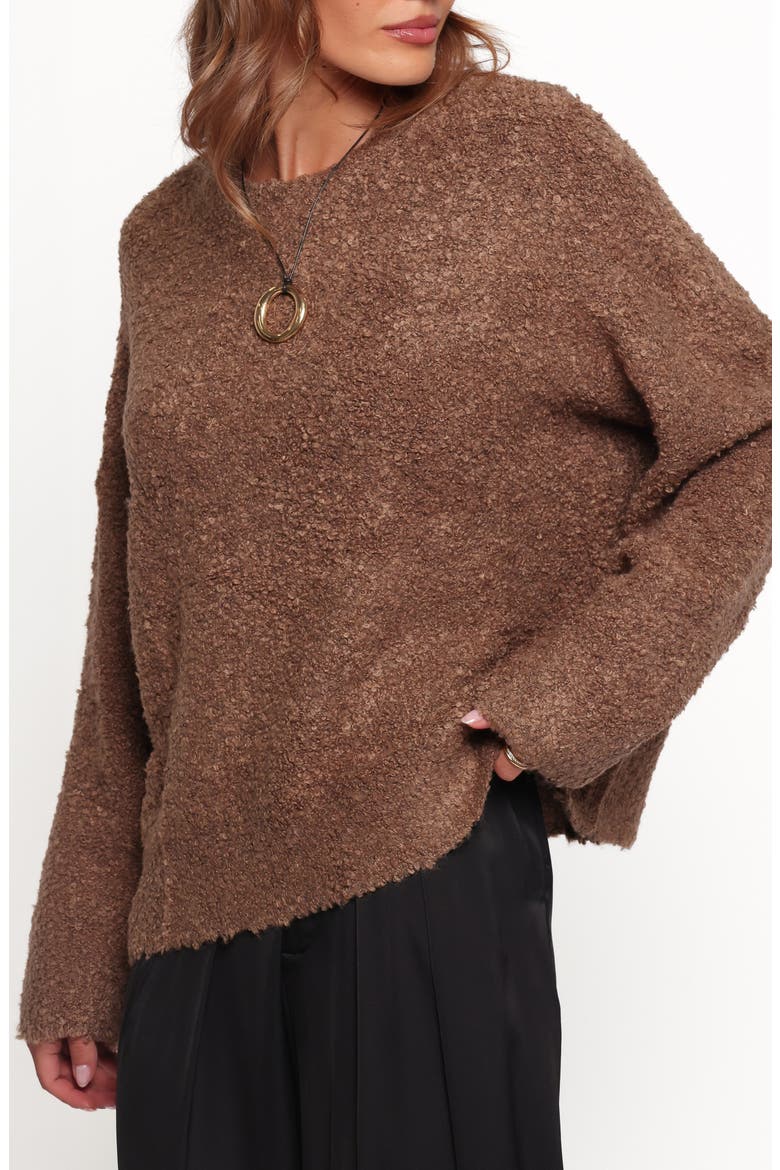 Freida Boucle Knit Sweater, Alternate, color, BROWN