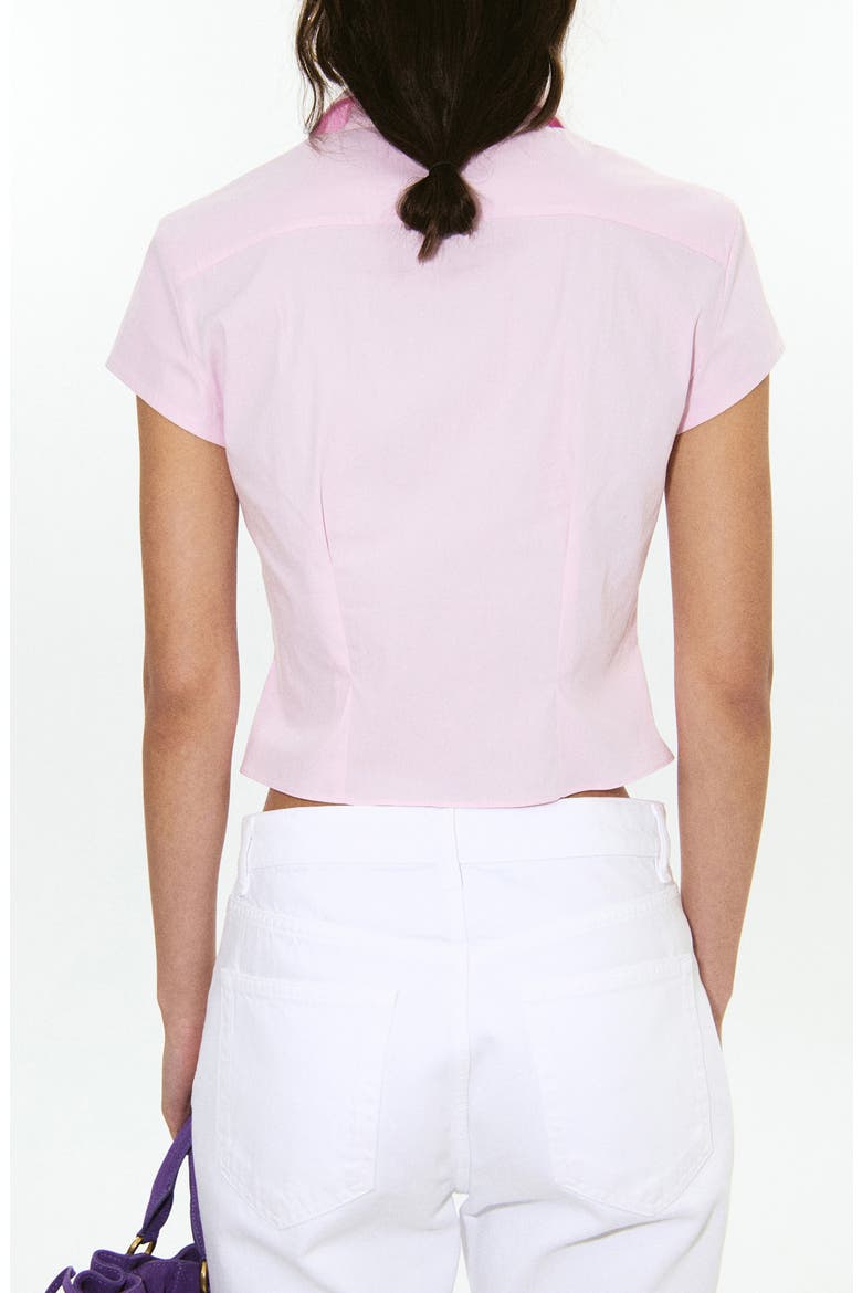 Starring Hailey Bieber Gigi Short Sleeve Button-Up Shirt, Alternate, color, LIGHT PINK