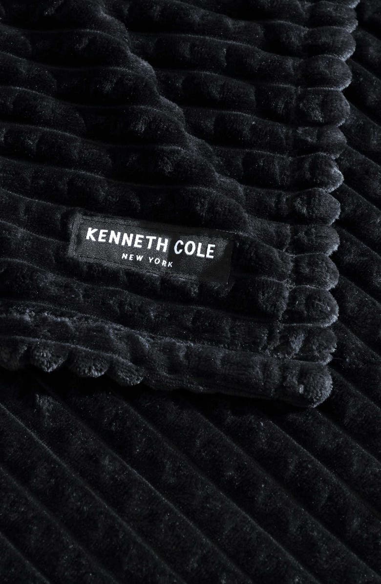 Kenneth Cole New York Solid Textured Plush Throw, Alternate, color, Black