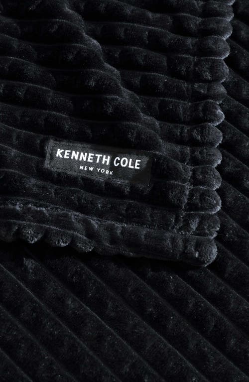 Kenneth Cole New York Solid Textured Plush Throw In Black