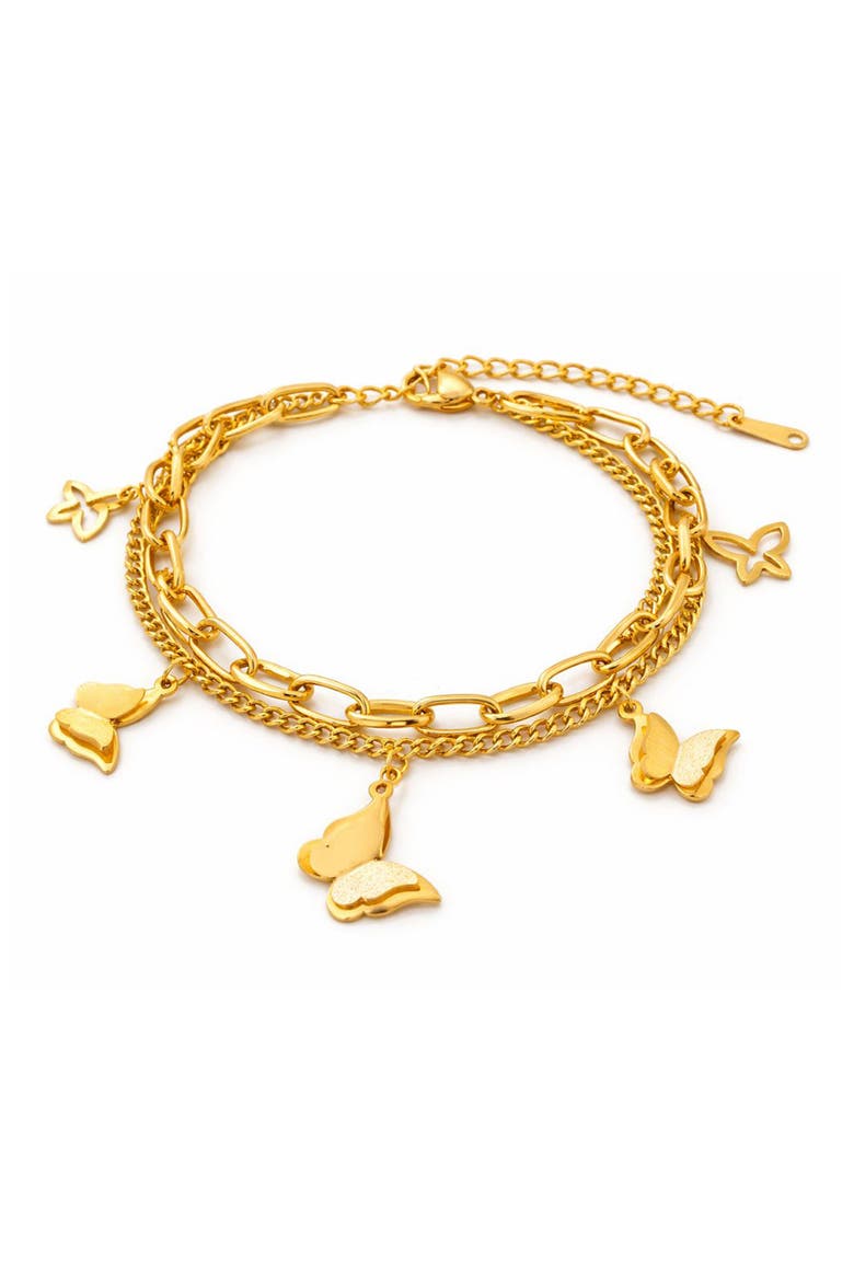 Butterfly Charm Bracelet, Main, color, GOLD