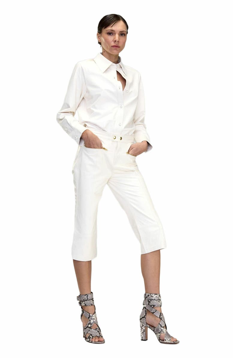 Cynthia Rowley LEATHER CAPRIS, Alternate, color, Off_white