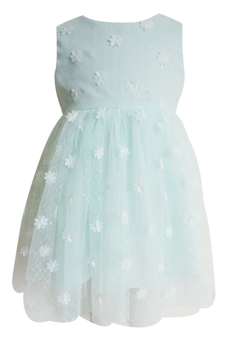 Kids' Metallic 3D Floral Party Dress, Main, color, BLUE