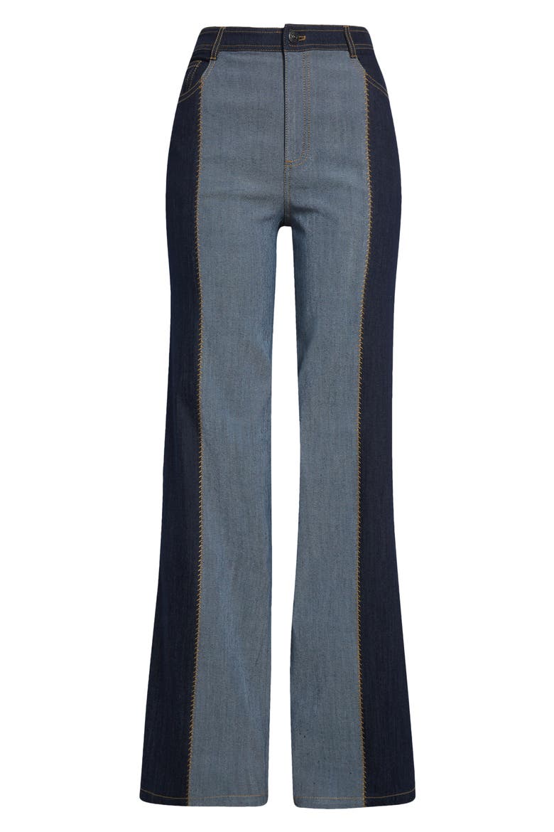 Francine Contrast Wide Leg Jeans, Alternate, color, INDIGO