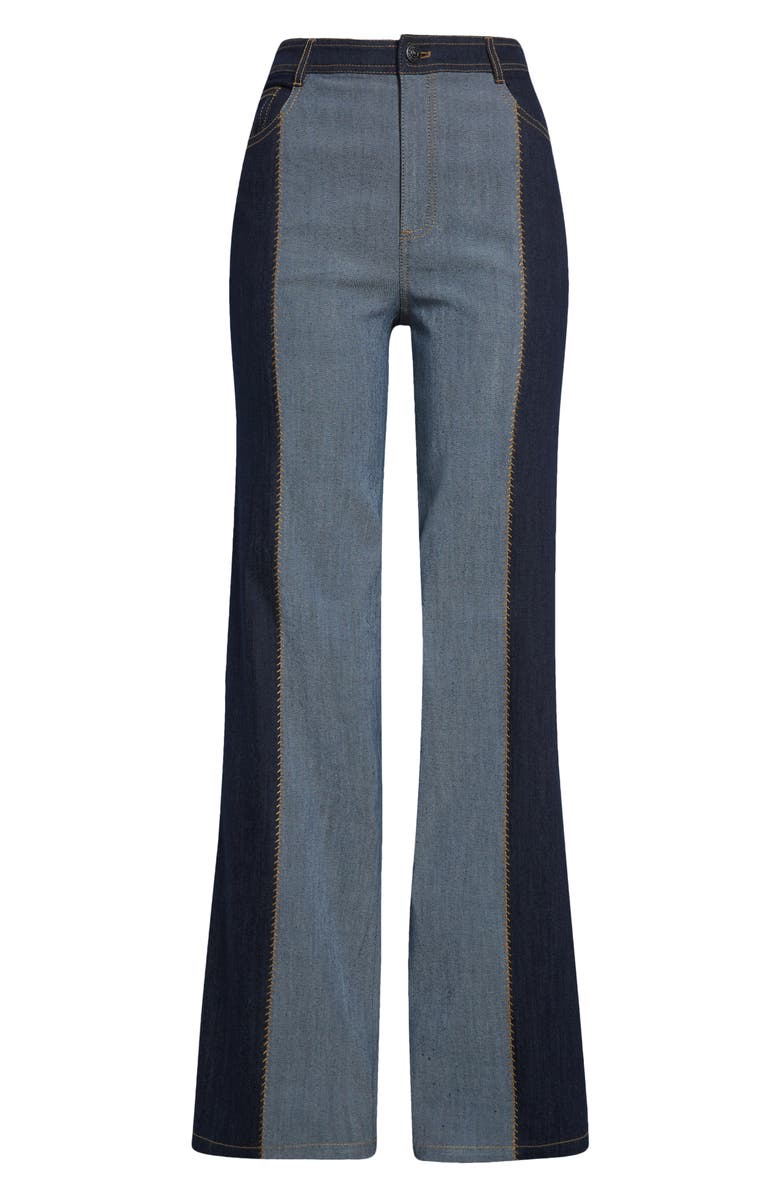 Cinq à Sept Francine Contrast Wide Leg Jeans, Alternate, color, Indigo