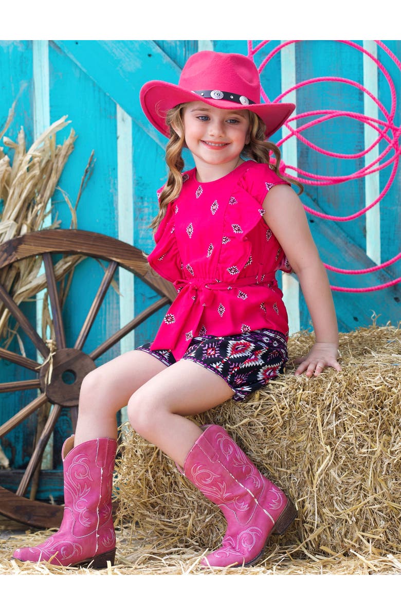 Mia Belle Girls Desert Rose Ruffle Romper, Alternate, color, Pink