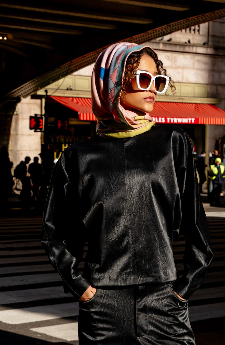 Jessie Zhao New York Double Sided Wool Silk Triangle Scarf Of Color Recombination, Alternate, color, Blue